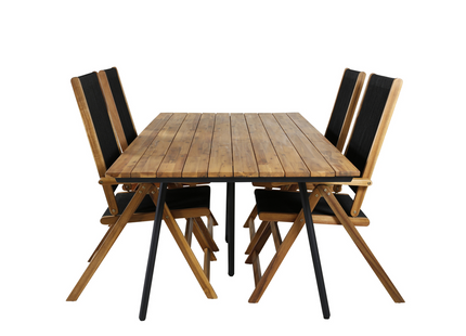 Venture Home Little John & Chan Matgrupp Utomhus Med 4st Matstolar Svart/Natur