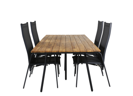 Venture Home Chan & Copacabana Matgrupp Med 4st Matstolar Svart/Natur
