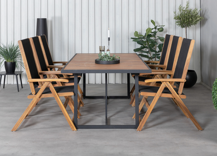 Venture Home Little John & Khung Matgrupp Utomhus Med 6st Matstolar Svart/Natur