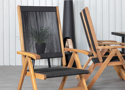 Venture Home Little John & Khung Matgrupp Utomhus Med 6st Matstolar Svart/Natur