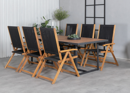 Venture Home Little John & Khung Matgrupp Utomhus Med 6st Matstolar Svart/Natur
