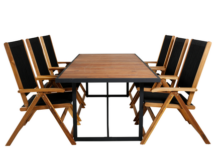 Venture Home Little John & Khung Matgrupp Utomhus Med 6st Matstolar Svart/Natur