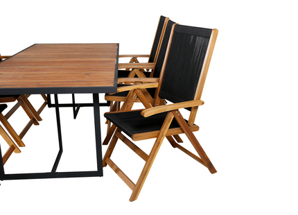 Venture Home Little John & Khung Matgrupp Utomhus Med 6st Matstolar Svart/Natur
