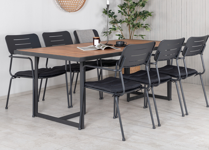 Venture Home Nicke & Khung Matgrupp Med 6st Matstolar Svart/Natur