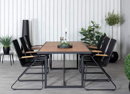 Venture Home Khung, Bois Matgrupp Utomhus Med 6st Matstolar Svart
