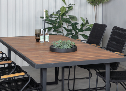 Venture Home Khung, Bois Matgrupp Utomhus Med 6st Matstolar Svart