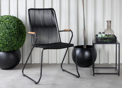 Venture Home Khung, Bois Matgrupp Utomhus Med 6st Matstolar Svart