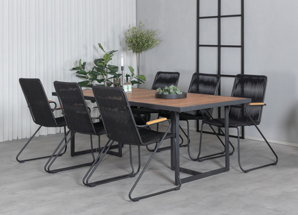 Venture Home Khung, Bois Matgrupp Utomhus Med 6st Matstolar Svart