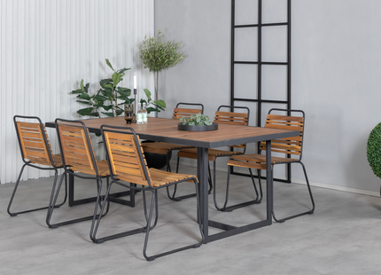 Venture Home Khung, Bois Matgrupp Utomhus Med 6st Matstolar Natur