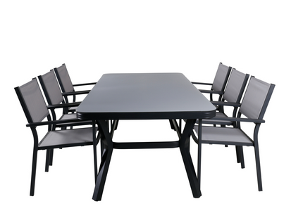 Venture Home Virya & Copacabana Matgrupp Utomhus Med 6st Matstolar Svart