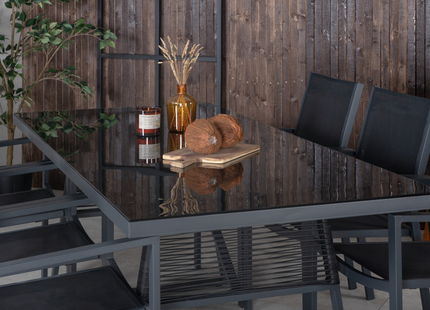 Venture Home Dallas, Copacabana Matgrupp Utomhus Med 6st Matstolar Svart