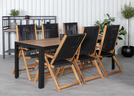 Venture Home Little John & Bois Matgrupp Utomhus Med 6st Matstolar Svart/Natur