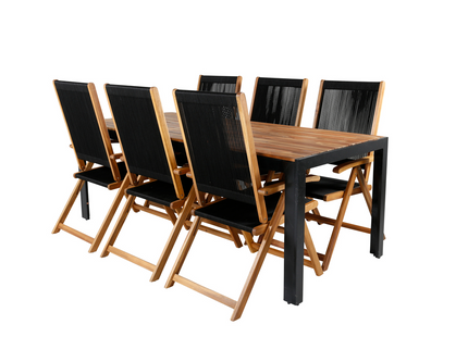 Venture Home Little John & Bois Matgrupp Utomhus Med 6st Matstolar Svart/Natur