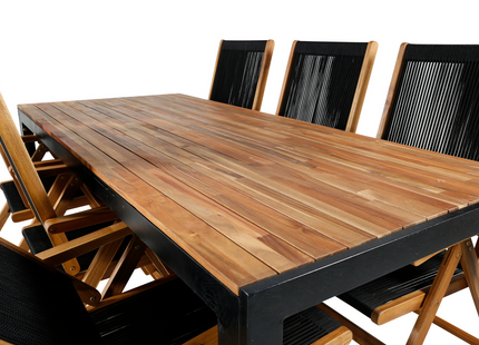 Venture Home Little John & Bois Matgrupp Utomhus Med 6st Matstolar Svart/Natur