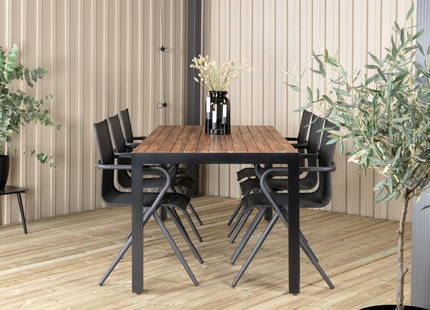 Venture Home Alina & Bois Matgrupp Utomhus Med 6st Matstolar Svart/Natur