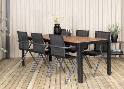 Venture Home Alina & Bois Matgrupp Utomhus Med 6st Matstolar Svart/Natur