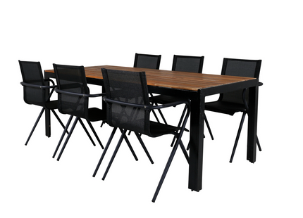 Venture Home Alina & Bois Matgrupp Utomhus Med 6st Matstolar Svart/Natur