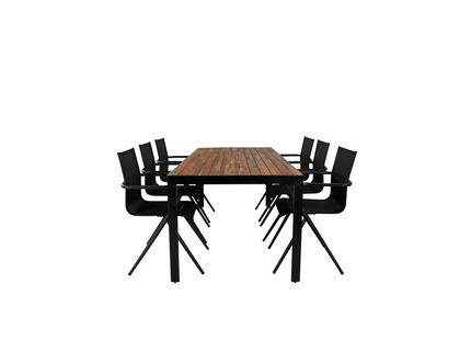 Venture Home Alina & Bois Matgrupp Utomhus Med 6st Matstolar Svart/Natur