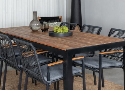 Venture Home Dallas & Bois Matgrupp Utomhus Med 6st Matstolar Svart/Natur