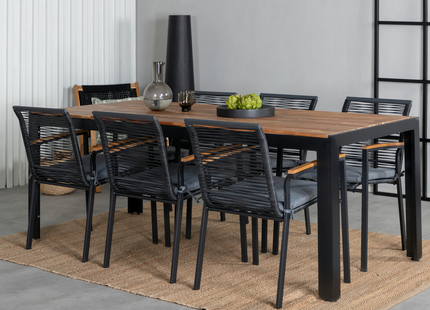 Venture Home Dallas & Bois Matgrupp Utomhus Med 6st Matstolar Svart/Natur