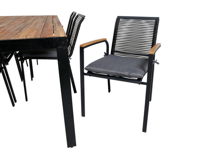 Venture Home Dallas & Bois Matgrupp Utomhus Med 6st Matstolar Svart/Natur