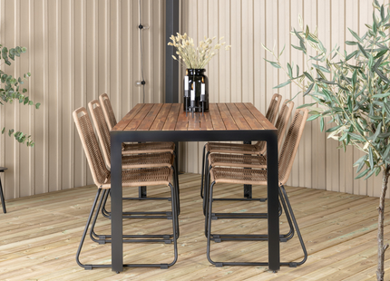 Venture Home Lindos & Bois Matgrupp Utomhus Med 6st Matstolar Brun/Natur