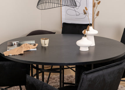 Furniture Fashion & Venture Home Copenhagen & Petra Runda Matbord ⌀140 Svart + Matstolar Svart
