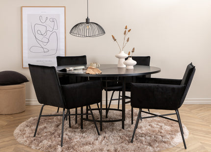 Furniture Fashion & Venture Home Copenhagen & Petra Runda Matbord ⌀140 Svart + Matstolar Svart