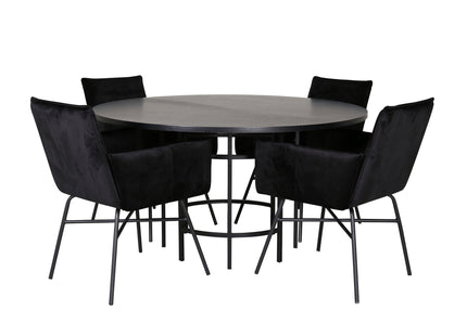 Furniture Fashion & Venture Home Copenhagen & Petra Runda Matbord ⌀140 Svart + Matstolar Svart