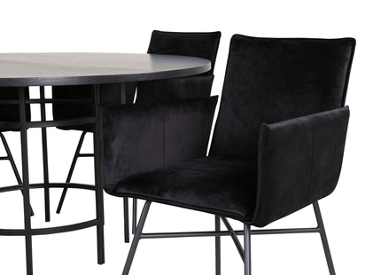 Furniture Fashion & Venture Home Copenhagen & Petra Runda Matbord ⌀140 Svart + Matstolar Svart
