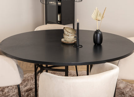 Furniture Fashion & Venture Home Copenhagen & Berit Runda Matbord ⌀140 Svart + Matstolar Beige