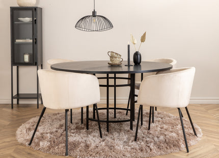 Furniture Fashion & Venture Home Copenhagen & Berit Runda Matbord ⌀140 Svart + Matstolar Beige