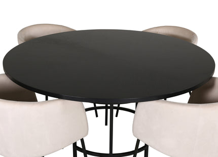 Furniture Fashion & Venture Home Copenhagen & Berit Runda Matbord ⌀140 Svart + Matstolar Beige