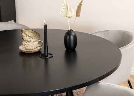 Furniture Fashion & Venture Home Copenhagen & Berit Runda Matbord ⌀140 Svart + Matstolar Grå