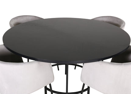 Furniture Fashion & Venture Home Copenhagen & Berit Runda Matbord ⌀140 Svart + Matstolar Grå