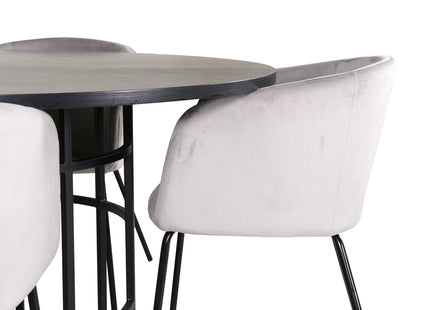 Furniture Fashion & Venture Home Copenhagen & Berit Runda Matbord ⌀140 Svart + Matstolar Grå