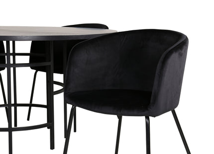 Furniture Fashion & Venture Home Copenhagen & Berit Runda Matbord ⌀140 Svart + Matstolar Svart