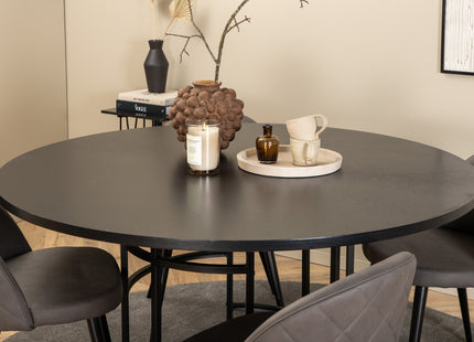 Furniture Fashion & Venture Home Copenhagen & Velvet Runda Matbord ⌀140 Svart + Matstolar 2-pack Grå