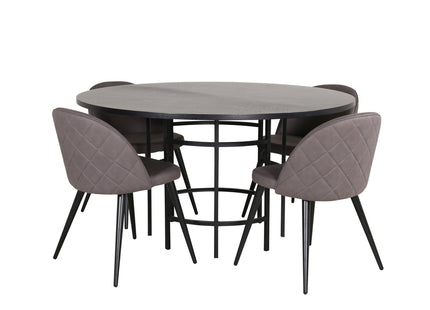 Furniture Fashion & Venture Home Copenhagen & Velvet Runda Matbord ⌀140 Svart + Matstolar 2-pack Grå