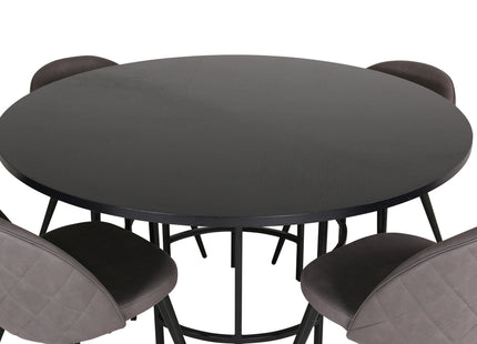 Furniture Fashion & Venture Home Copenhagen & Velvet Runda Matbord ⌀140 Svart + Matstolar 2-pack Grå