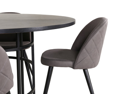 Furniture Fashion & Venture Home Copenhagen & Velvet Runda Matbord ⌀140 Svart + Matstolar 2-pack Grå