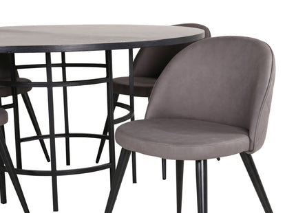 Furniture Fashion & Venture Home Copenhagen & Velvet Runda Matbord ⌀140 Svart + Matstolar 2-pack Grå