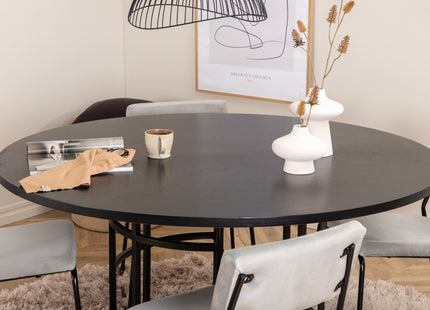 Furniture Fashion & Venture Home Copenhagen & Kenth Runda Matbord ⌀140 Svart + Matstolar 2-pack Grå