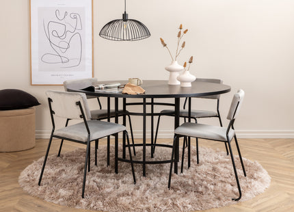 Furniture Fashion & Venture Home Copenhagen & Kenth Runda Matbord ⌀140 Svart + Matstolar 2-pack Grå