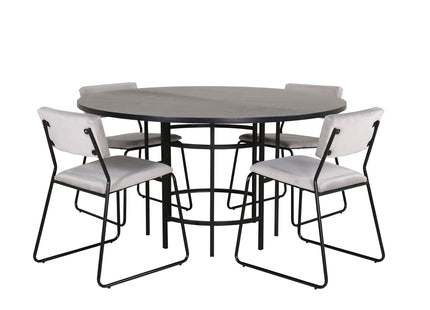 Furniture Fashion & Venture Home Copenhagen & Kenth Runda Matbord ⌀140 Svart + Matstolar 2-pack Grå