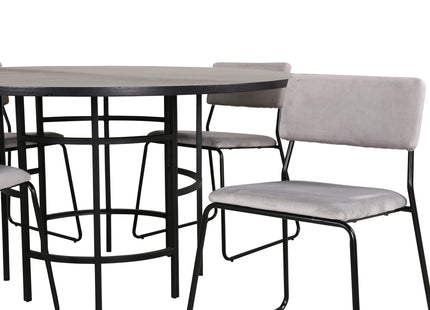 Furniture Fashion & Venture Home Copenhagen & Kenth Runda Matbord ⌀140 Svart + Matstolar 2-pack Grå