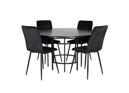 Furniture Fashion & Venture Home Copenhagen & Windu Runda Matbord ⌀140 Svart + Matstolar 2-pack Svart