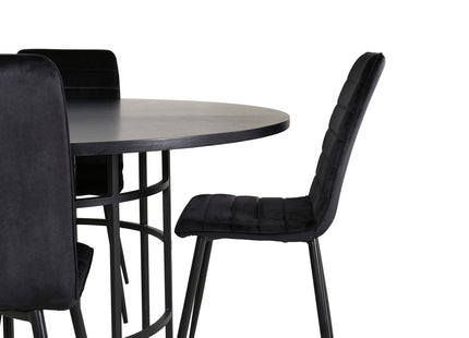 Furniture Fashion & Venture Home Copenhagen & Windu Runda Matbord ⌀140 Svart + Matstolar 2-pack Svart