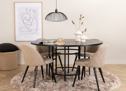 Furniture Fashion & Venture Home Copenhagen & Velvet Runda Matbord ⌀140 Svart + Matstolar 2-pack Beige