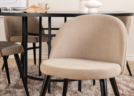 Furniture Fashion & Venture Home Copenhagen & Velvet Runda Matbord ⌀140 Svart + Matstolar 2-pack Beige